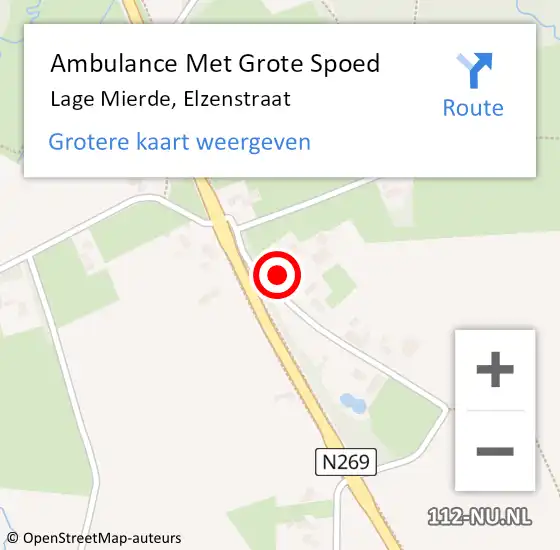 Locatie op kaart van de 112 melding: Ambulance Met Grote Spoed Naar Lage Mierde, Elzenstraat op 17 september 2016 10:58