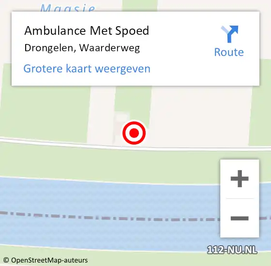 Locatie op kaart van de 112 melding: Ambulance Met Spoed Naar Drongelen, Waarderweg op 17 september 2016 11:00
