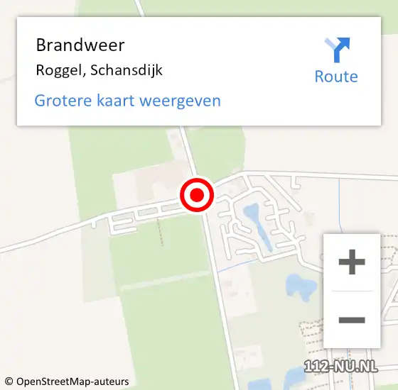 Locatie op kaart van de 112 melding: Brandweer Roggel, Schansdijk op 17 september 2016 12:11