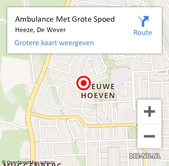 Locatie op kaart van de 112 melding: Ambulance Met Grote Spoed Naar Heeze, De Wever op 17 september 2016 12:11