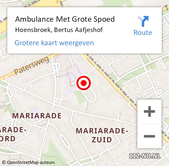 Locatie op kaart van de 112 melding: Ambulance Met Grote Spoed Naar Hoensbroek, Bertus Aafjeshof op 27 december 2013 15:20