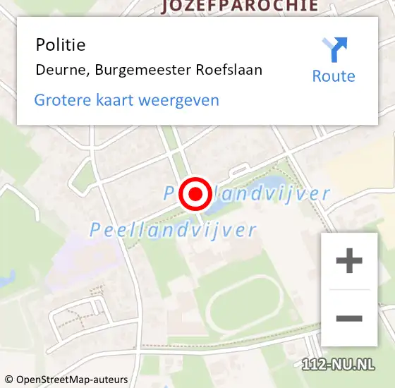 Locatie op kaart van de 112 melding: Politie Deurne, Burgemeester Roefslaan op 17 september 2016 13:12