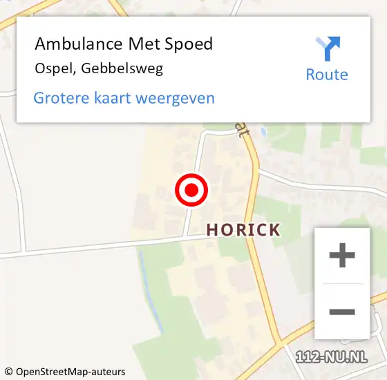 Locatie op kaart van de 112 melding: Ambulance Met Spoed Naar Ospel, Gebbelsweg op 17 september 2016 13:38