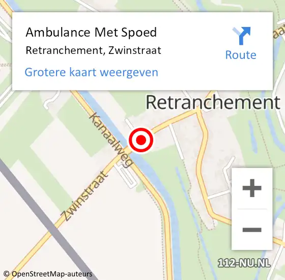 Locatie op kaart van de 112 melding: Ambulance Met Spoed Naar Retranchement, Zwinstraat op 17 september 2016 13:59