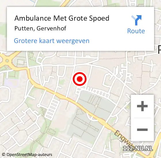 Locatie op kaart van de 112 melding: Ambulance Met Grote Spoed Naar Putten, Gervenhof op 17 september 2016 14:15