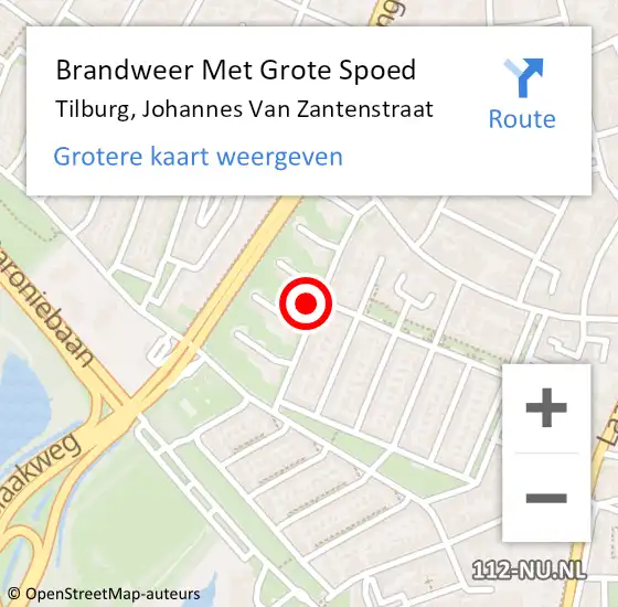 Locatie op kaart van de 112 melding: Brandweer Met Grote Spoed Naar Tilburg, Johannes Van Zantenstraat op 27 december 2013 15:29