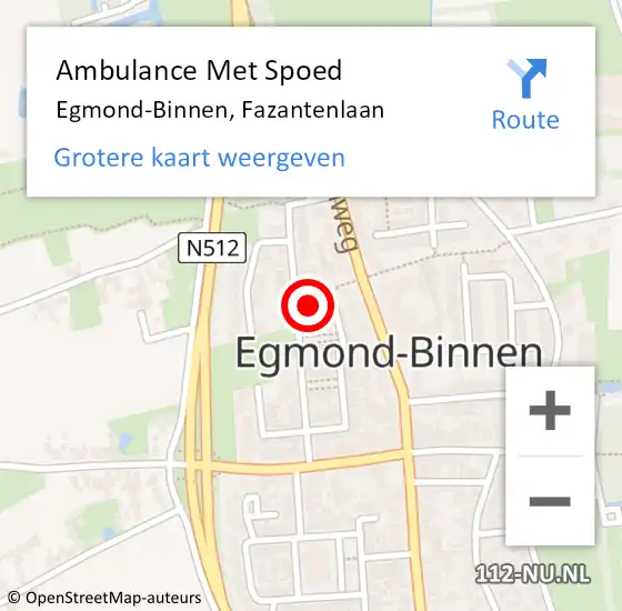 Locatie op kaart van de 112 melding: Ambulance Met Spoed Naar Egmond-Binnen, Fazantenlaan op 17 september 2016 14:33