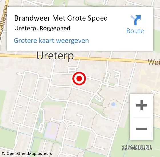 Locatie op kaart van de 112 melding: Brandweer Met Grote Spoed Naar Ureterp, Roggepaed op 17 september 2016 15:53