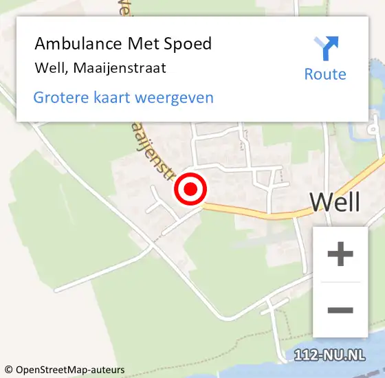 Locatie op kaart van de 112 melding: Ambulance Met Spoed Naar Well, Maaijenstraat op 17 september 2016 16:03