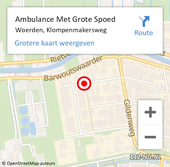 Locatie op kaart van de 112 melding: Ambulance Met Grote Spoed Naar Woerden, Klompenmakersweg op 17 september 2016 16:53