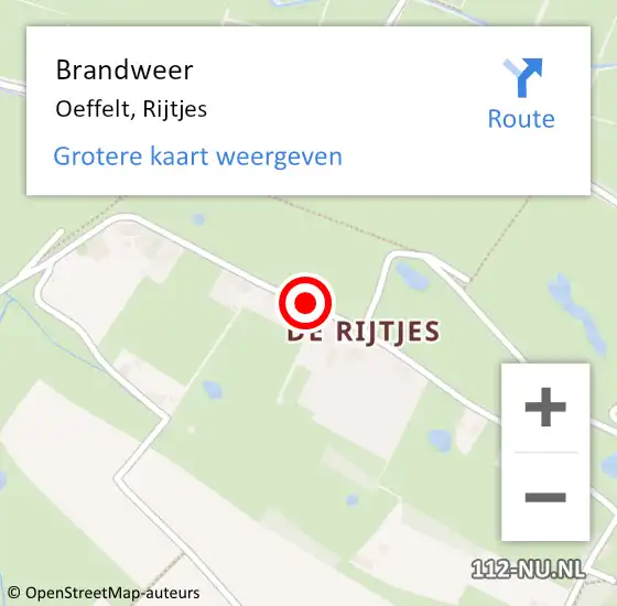 Locatie op kaart van de 112 melding: Brandweer Oeffelt, Rijtjes op 17 september 2016 17:21