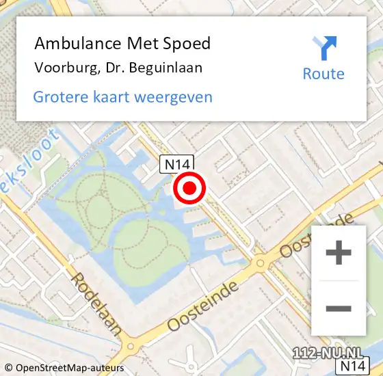 Locatie op kaart van de 112 melding: Ambulance Met Spoed Naar Voorburg, Dr. Beguinlaan op 17 september 2016 18:25