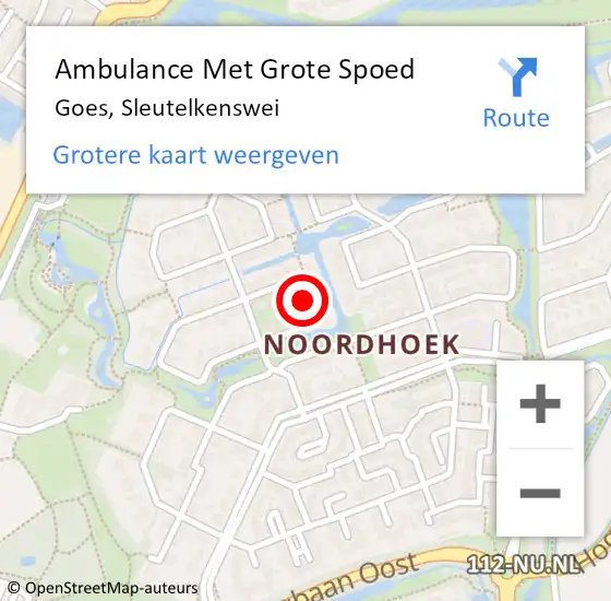 Locatie op kaart van de 112 melding: Ambulance Met Grote Spoed Naar Goes, Sleutelkenswei op 17 september 2016 18:43