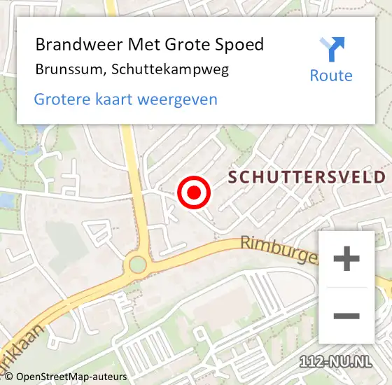 Locatie op kaart van de 112 melding: Brandweer Met Grote Spoed Naar Brunssum, Schuttekampweg op 17 september 2016 19:25