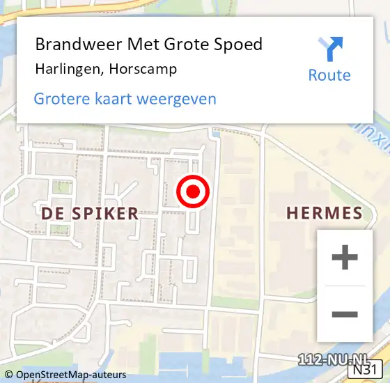 Locatie op kaart van de 112 melding: Brandweer Met Grote Spoed Naar Harlingen, Horscamp op 17 september 2016 19:59