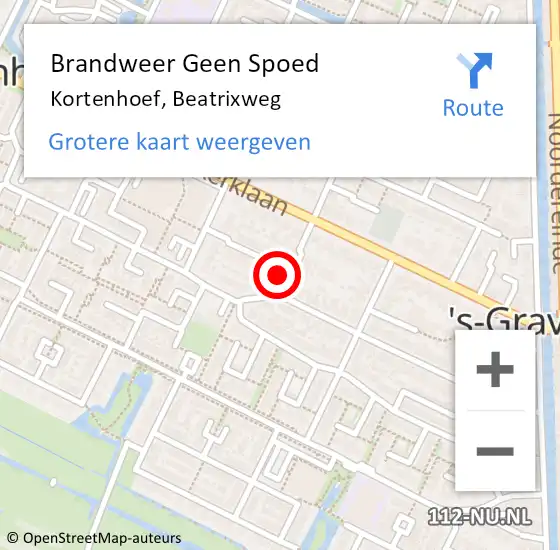 Locatie op kaart van de 112 melding: Brandweer Geen Spoed Naar Kortenhoef, Beatrixweg op 17 september 2016 20:37