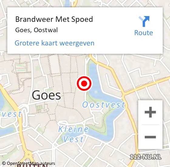 Locatie op kaart van de 112 melding: Brandweer Met Spoed Naar Goes, Oostwal op 17 september 2016 20:41