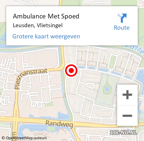 Locatie op kaart van de 112 melding: Ambulance Met Spoed Naar Leusden, Vlietsingel op 17 september 2016 22:24