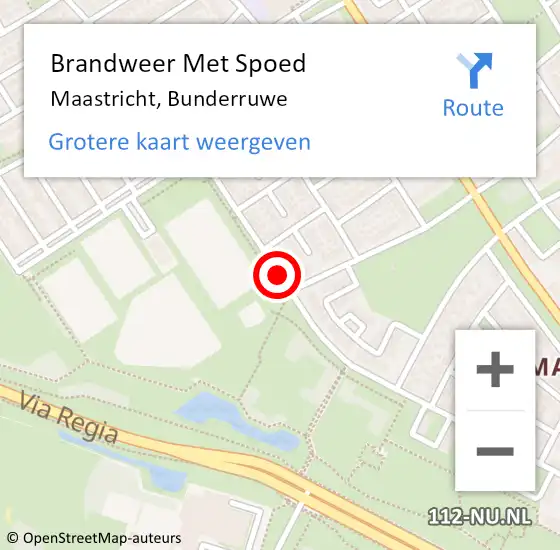 Locatie op kaart van de 112 melding: Brandweer Met Spoed Naar Maastricht, Bunderruwe op 17 september 2016 22:26