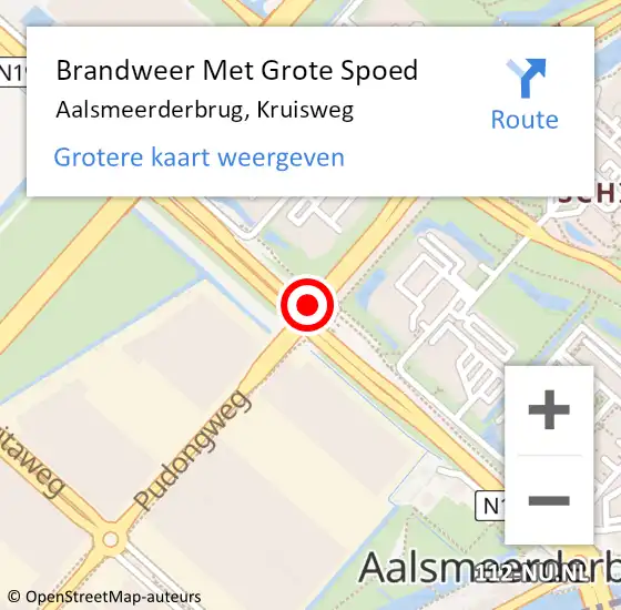 Locatie op kaart van de 112 melding: Brandweer Met Grote Spoed Naar Aalsmeerderbrug, Kruisweg op 17 september 2016 22:51