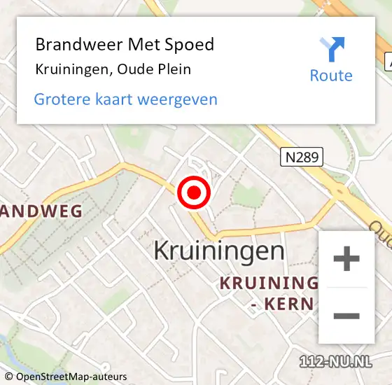 Locatie op kaart van de 112 melding: Brandweer Met Spoed Naar Kruiningen, Oude Plein op 17 september 2016 23:01