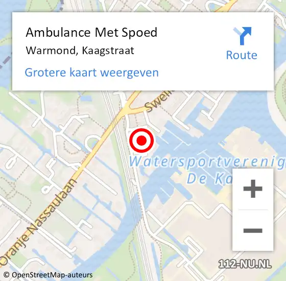 Locatie op kaart van de 112 melding: Ambulance Met Spoed Naar Warmond, Kaagstraat op 17 september 2016 23:55