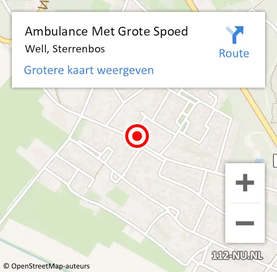 Locatie op kaart van de 112 melding: Ambulance Met Grote Spoed Naar Well, Sterrenbos op 27 december 2013 16:15