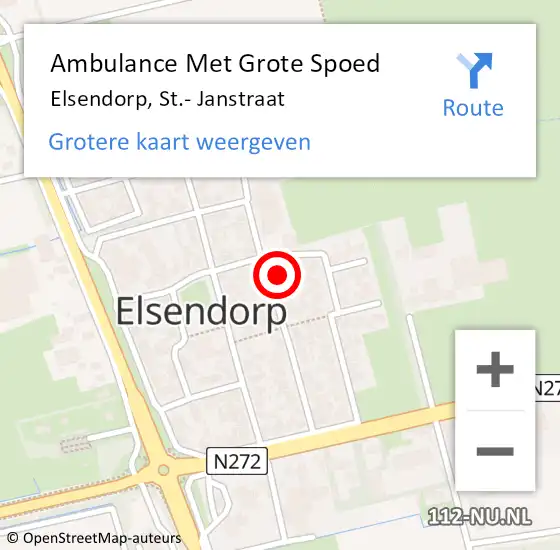 Locatie op kaart van de 112 melding: Ambulance Met Grote Spoed Naar Elsendorp, St.- Janstraat op 18 september 2016 00:36