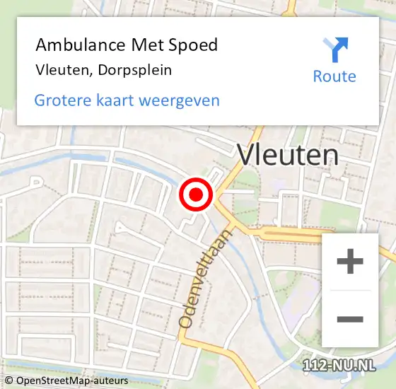 Locatie op kaart van de 112 melding: Ambulance Met Spoed Naar Vleuten, Dorpsplein op 18 september 2016 00:37