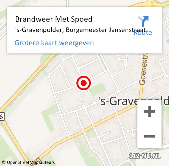 Locatie op kaart van de 112 melding: Brandweer Met Spoed Naar 's-Gravenpolder, Burgemeester Jansenstraat op 18 september 2016 01:35