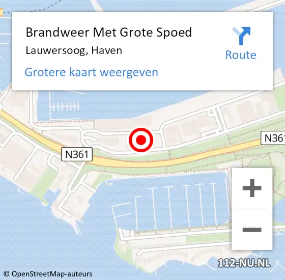 Locatie op kaart van de 112 melding: Brandweer Met Grote Spoed Naar Lauwersoog, Haven op 18 september 2016 03:24