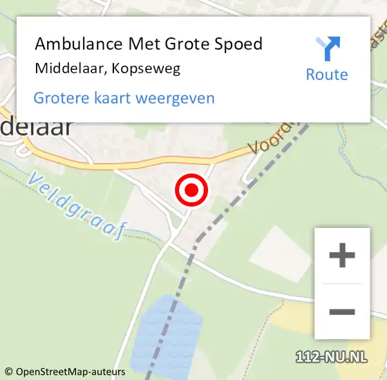 Locatie op kaart van de 112 melding: Ambulance Met Grote Spoed Naar Middelaar, Kopseweg op 18 september 2016 03:28