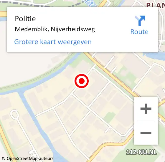 Locatie op kaart van de 112 melding: Politie Medemblik, Nijverheidsweg op 18 september 2016 03:32
