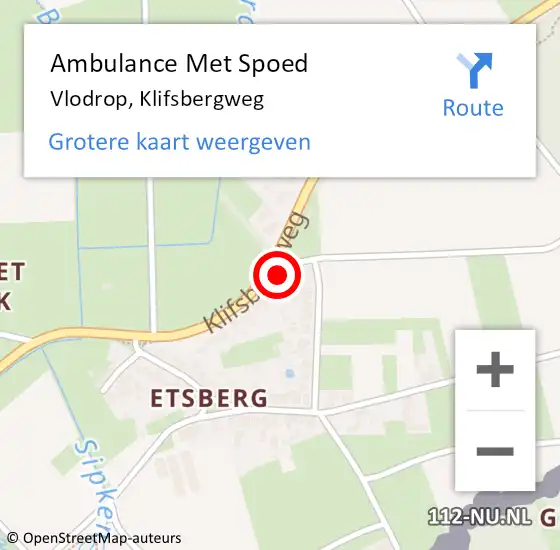 Locatie op kaart van de 112 melding: Ambulance Met Spoed Naar Vlodrop, Klifsbergweg op 18 september 2016 03:33