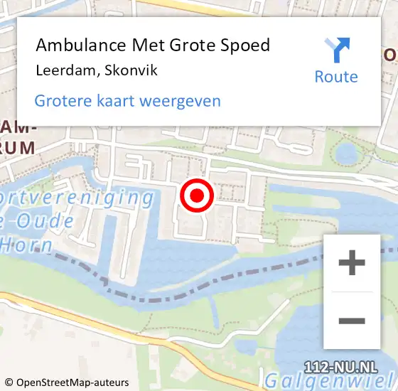 Locatie op kaart van de 112 melding: Ambulance Met Grote Spoed Naar Leerdam, Skonvik op 18 september 2016 07:01