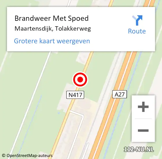 Locatie op kaart van de 112 melding: Brandweer Met Spoed Naar Maartensdijk, Tolakkerweg op 18 september 2016 08:39