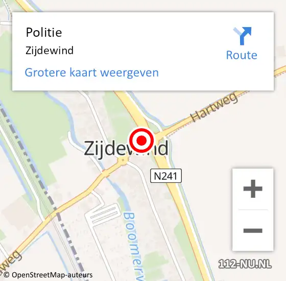 Locatie op kaart van de 112 melding: Politie Zijdewind op 18 september 2016 08:40