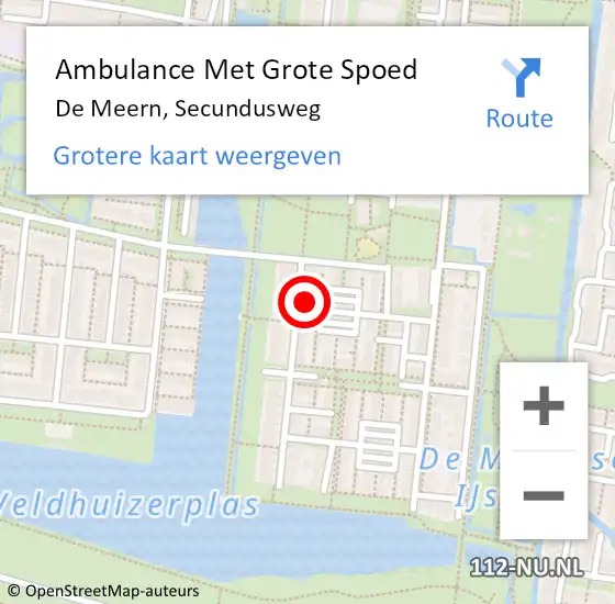 Locatie op kaart van de 112 melding: Ambulance Met Grote Spoed Naar De Meern, Secundusweg op 18 september 2016 09:00