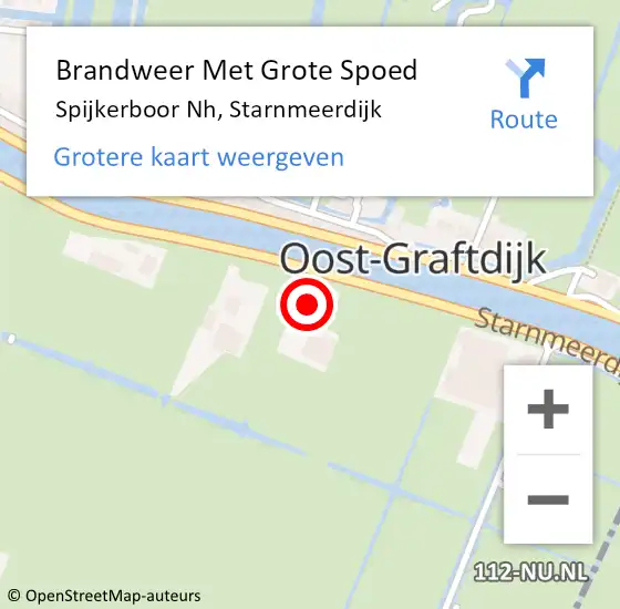 Locatie op kaart van de 112 melding: Brandweer Met Grote Spoed Naar Spijkerboor Nh, Starnmeerdijk op 18 september 2016 09:16