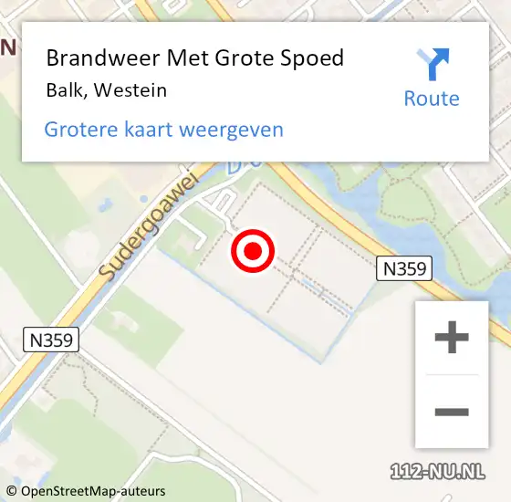 Locatie op kaart van de 112 melding: Brandweer Met Grote Spoed Naar Balk, Westein op 18 september 2016 09:54