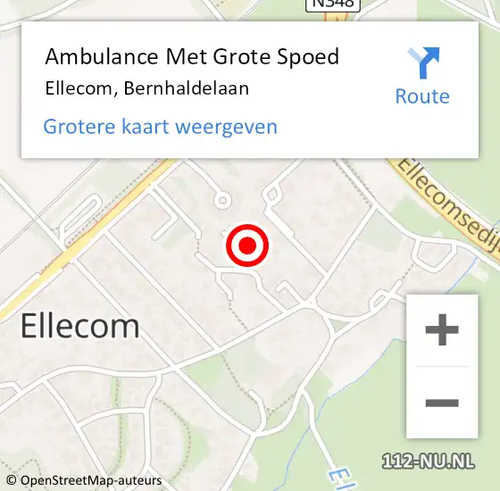 Locatie op kaart van de 112 melding: Ambulance Met Grote Spoed Naar Ellecom, Bernhaldelaan op 18 september 2016 10:05