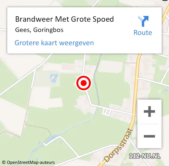 Locatie op kaart van de 112 melding: Brandweer Met Grote Spoed Naar Gees, Goringbos op 18 september 2016 10:47