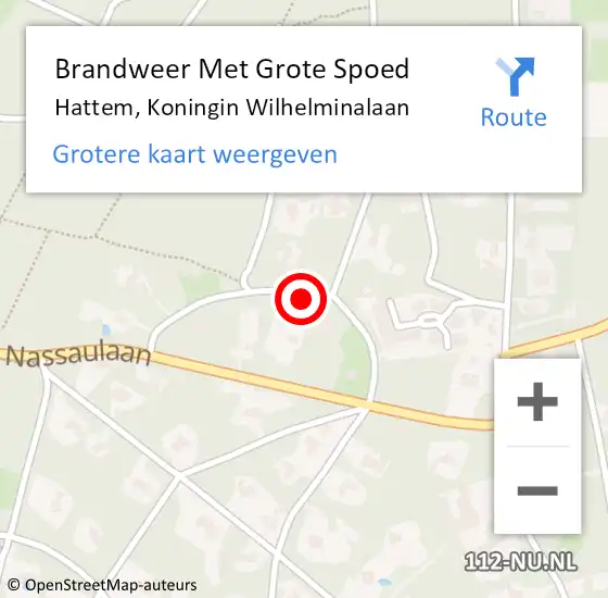 Locatie op kaart van de 112 melding: Brandweer Met Grote Spoed Naar Hattem, Koningin Wilhelminalaan op 18 september 2016 10:59