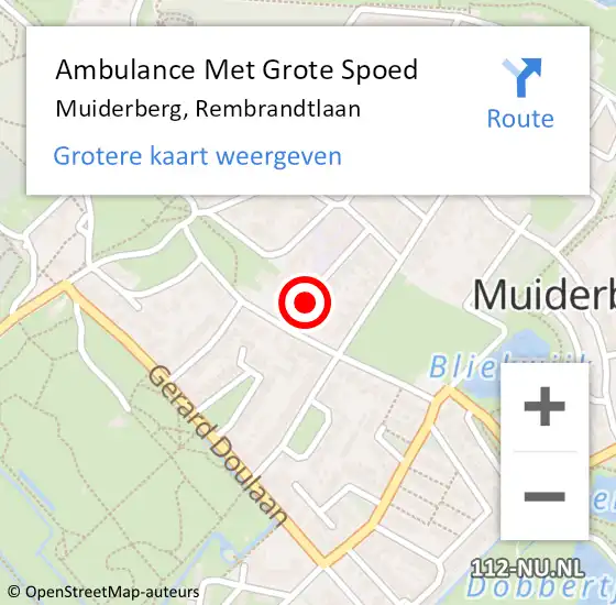 Locatie op kaart van de 112 melding: Ambulance Met Grote Spoed Naar Muiderberg, Rembrandtlaan op 27 december 2013 16:49