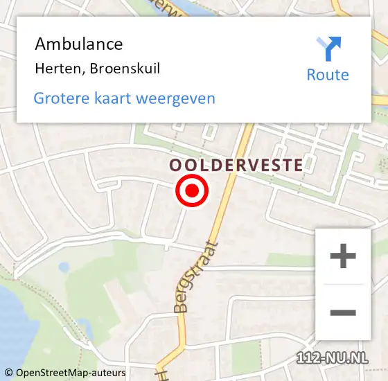 Locatie op kaart van de 112 melding: Ambulance Herten, Broenskuil op 18 september 2016 12:09