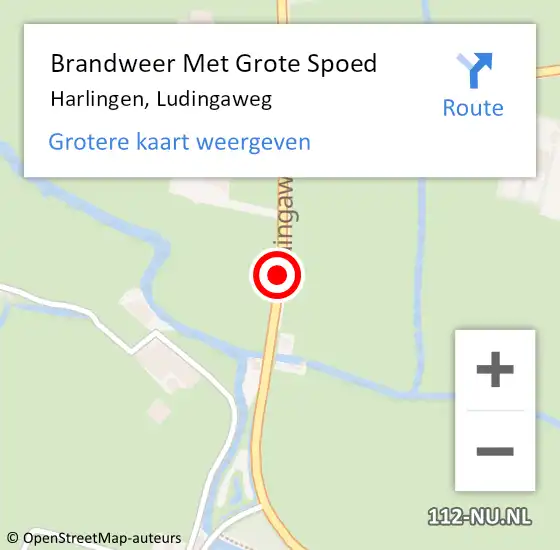 Locatie op kaart van de 112 melding: Brandweer Met Grote Spoed Naar Harlingen, Ludingaweg op 27 december 2013 16:59