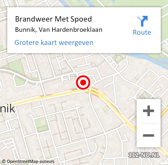 Locatie op kaart van de 112 melding: Brandweer Met Spoed Naar Bunnik, Van Hardenbroeklaan op 18 september 2016 12:55