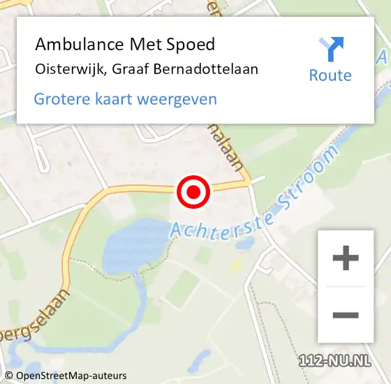 Locatie op kaart van de 112 melding: Ambulance Met Spoed Naar Oisterwijk, Graaf Bernadottelaan op 18 september 2016 13:08