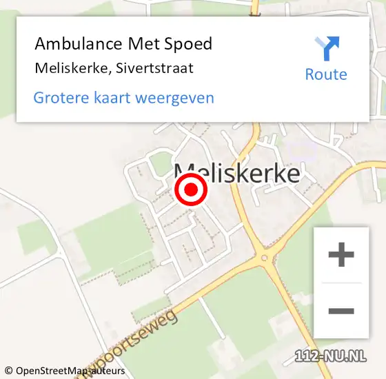 Locatie op kaart van de 112 melding: Ambulance Met Spoed Naar Meliskerke, Sivertstraat op 18 september 2016 13:10