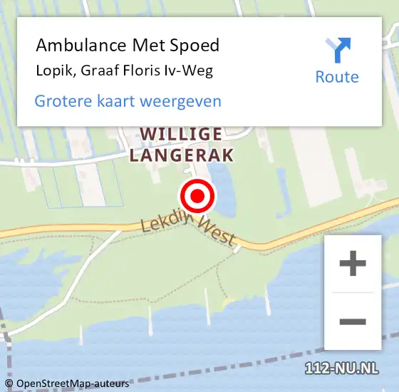 Locatie op kaart van de 112 melding: Ambulance Met Spoed Naar Lopik, Graaf Floris Iv-Weg op 18 september 2016 14:09